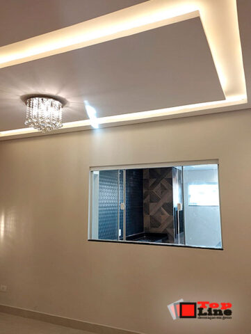 Sanca de Gesso com Iluminação Indireta (sanca bandeja) | Residência